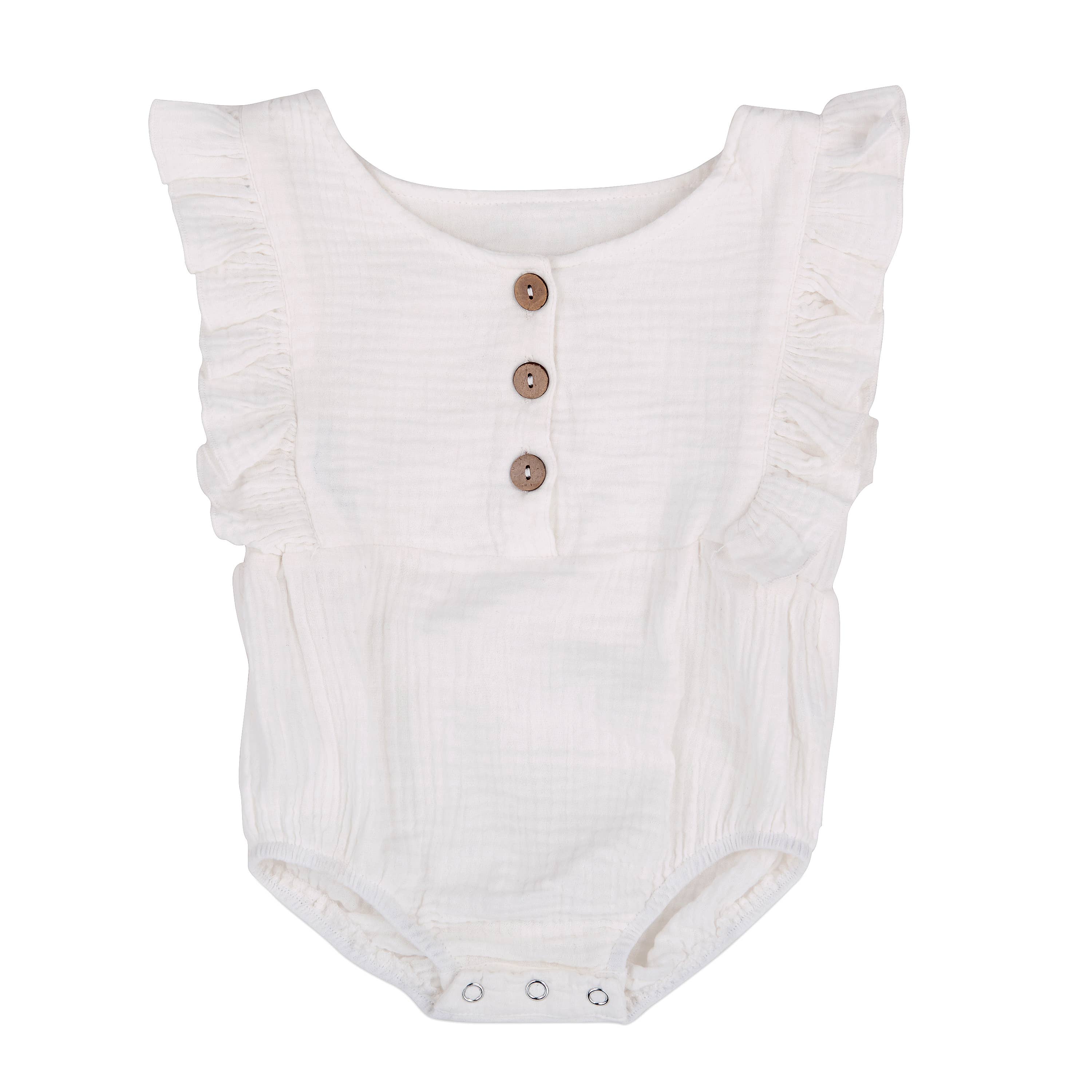 Babe Basics - Wholesale Bodysuit (Non-Footed) - Baby - White Baby Romper0