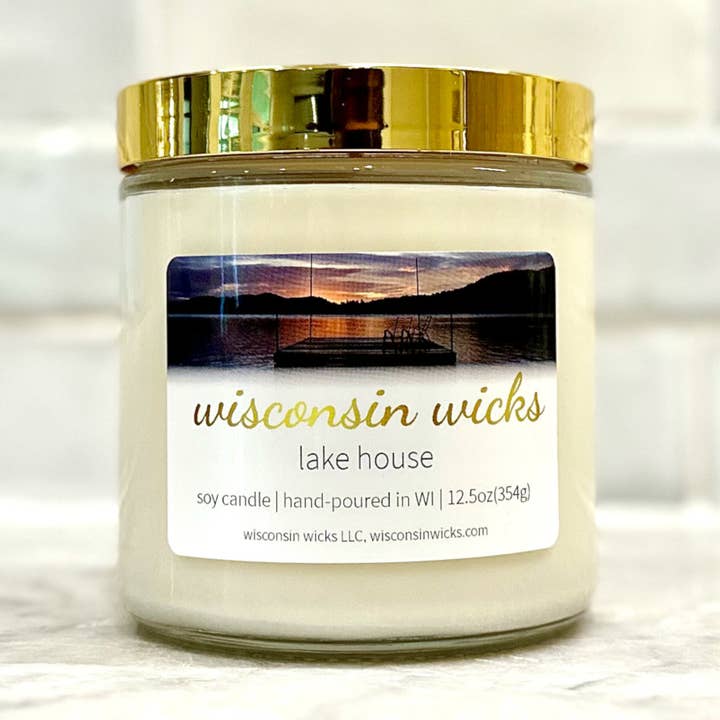 'Lake House' Cool, Breezy Scented Soy Jar Candle for wholesale by Wisconsin Wicks