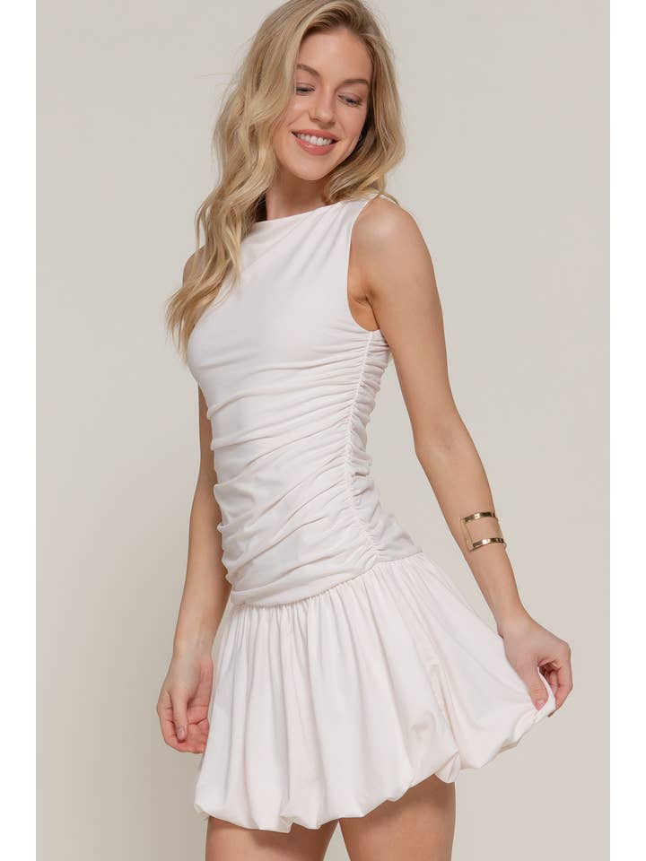 Active Basic | Active USA - Wholesale Dress - Women's - Sleeveless Boat Neck Voluminous Mini Dress