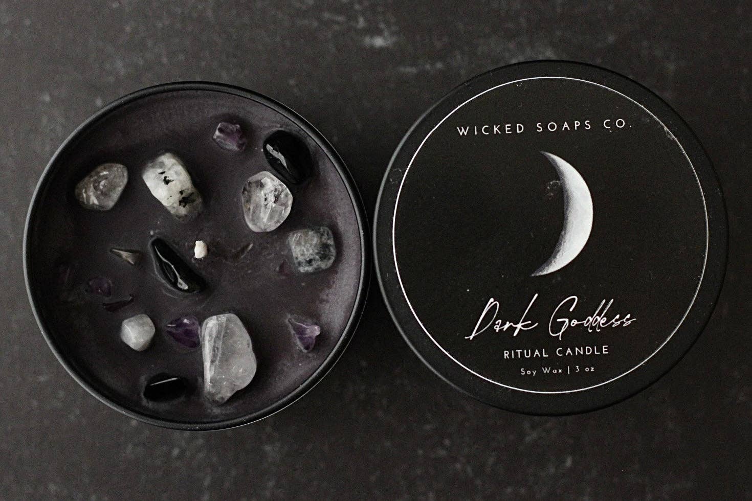 Wicked Soaps Co. - Wholesale Travel Candles - Dark Goddess Ritual Candle | Soy Wax Candle3