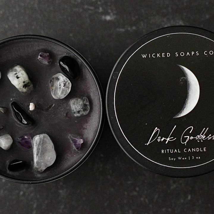 Wicked Soaps Co. - Wholesale Travel Candles - Dark Goddess Ritual Candle | Soy Wax Candle3