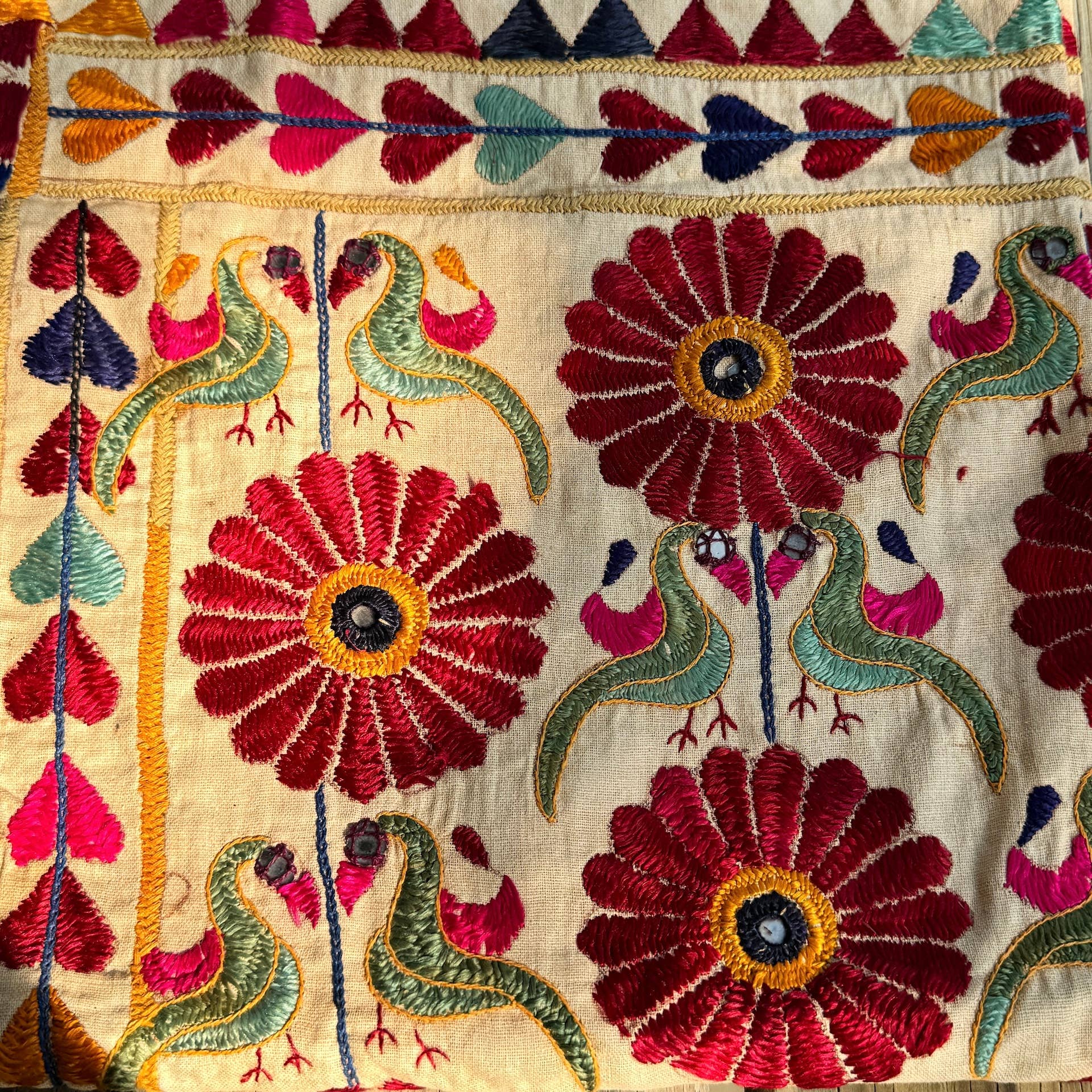 Tesoros Trading Company - Wholesale Tapestry/Textile - Vintage Chakla Folk Art Textile, India2