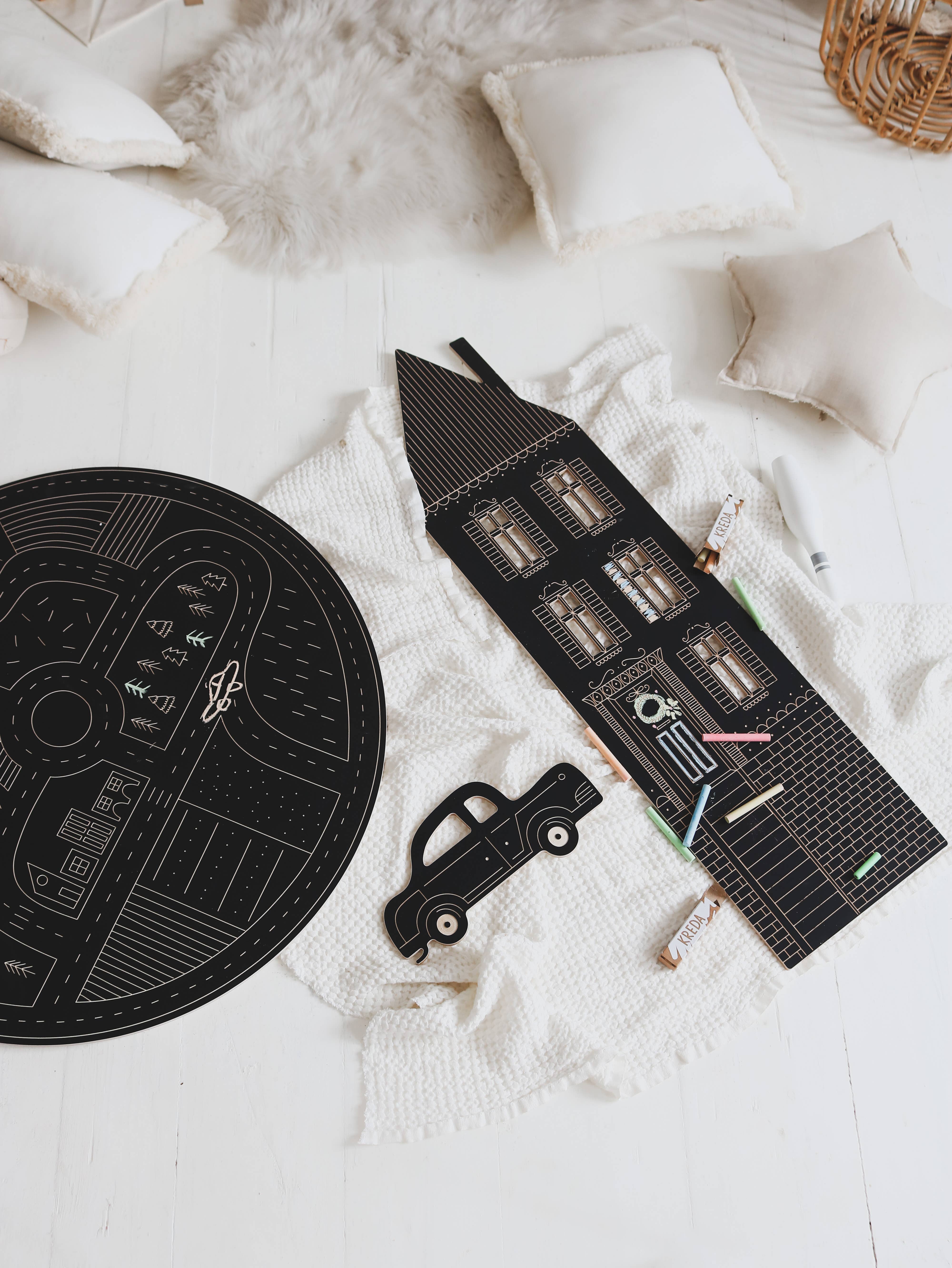 milin - Venta al por mayor Juguete de madera - Niños - Pizarra de carretera, juguete de madera con tiza13