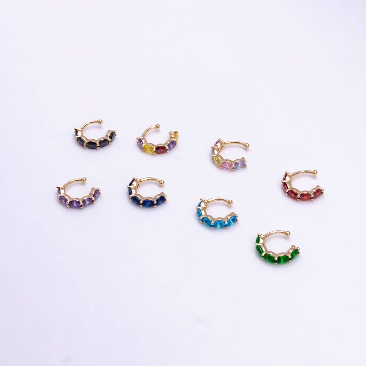 Aim Eternal - Wholesale Cuff/Wrap Earrings - 1x Ear cuff no piercing Gold with 8 Different Color cz, ear cuff, minimalist jewelry conch cuff AI-001~AI-00810