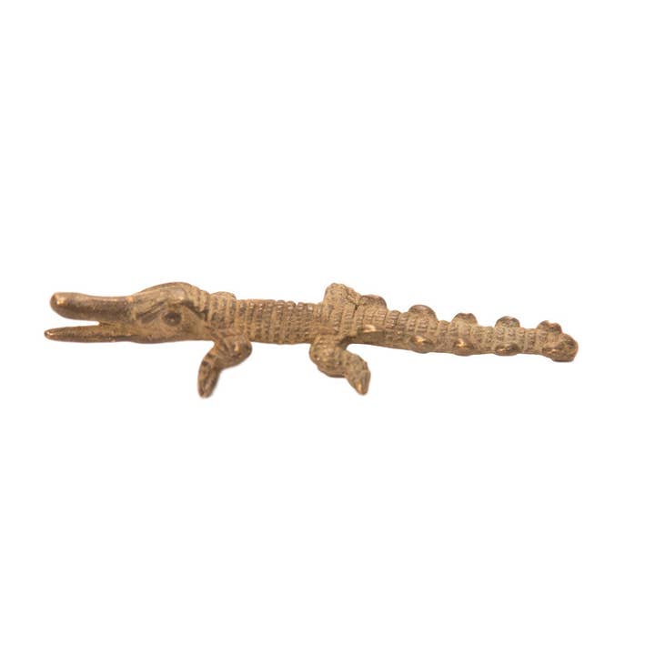 Old New House – Großhandel Skulptur – Vintage dunkles Krokodil Bronze Gold Gewicht