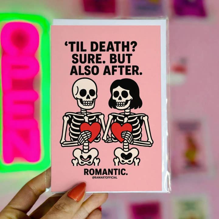 Funny Skeleton Valentine Card • Goth Anniversary Greeting for wholesale by Hot Mess Paper Co.
