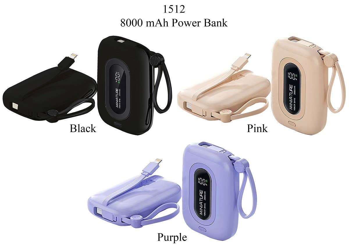 Tech Trendz - Wholesale Portable Charger - 8000 mAh Power Bank w/Cables1