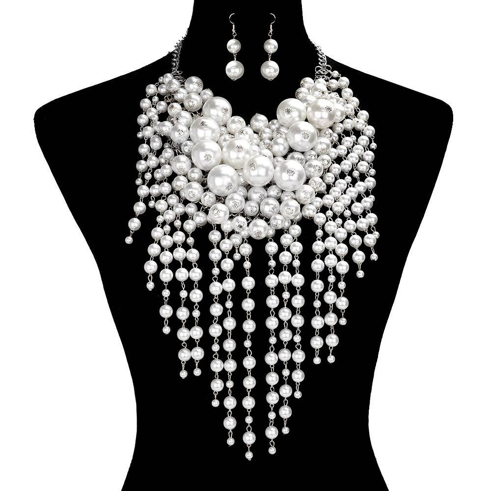 Sensibling Corp. - Wholesale Bib Necklace - Pearl Cluster Statement Necklace
9