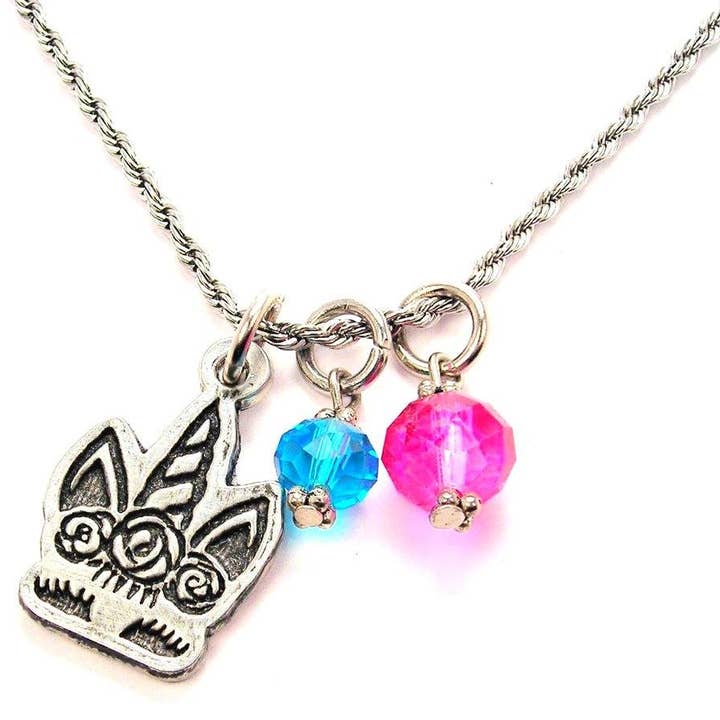 Collier licorne en cils de licorne pour la vente par Chubby Chico Charms