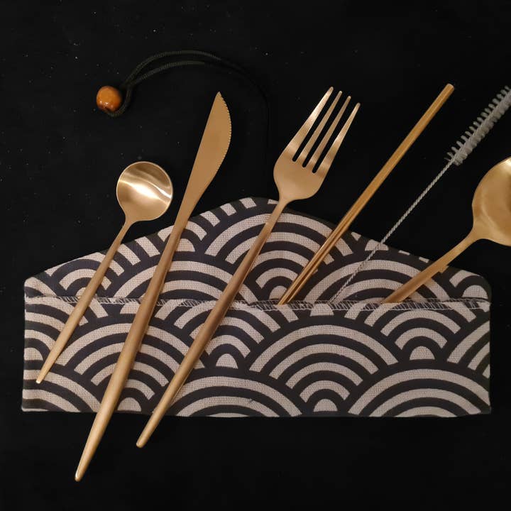 Sostraw & SmartThings - Wholesale Assorted Cutlery Set - Picnic / Office / On the Go Cutlery Set - 8 pouches/5 colors6