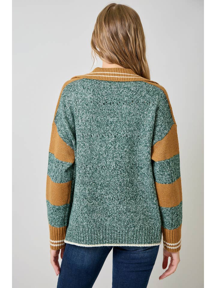 Mystree - Wholesale Knit Sweater - Women's - 60899 V-Neck Multistripe Sweater11