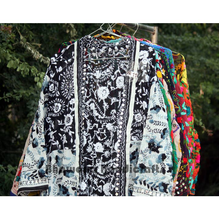 Bhawana Handicrafts - Wholesale Kimono - Women's - Designer Hand Embroidered Phulkari Boho Long Kimono Jacket