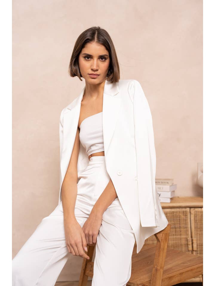 Attentif Paris - Vente Veste de tailleur – femme - Veste cintrée unie en satin77