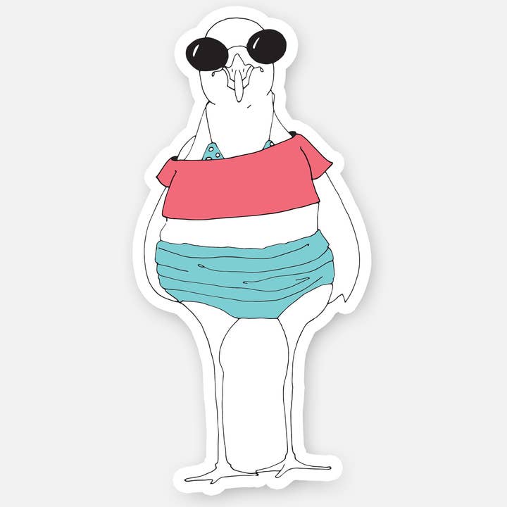 Here On Lake Huron - Wholesale Sticker - Beach Bum Sticker, Summer Sticker, Seagull Sticker, Bikini