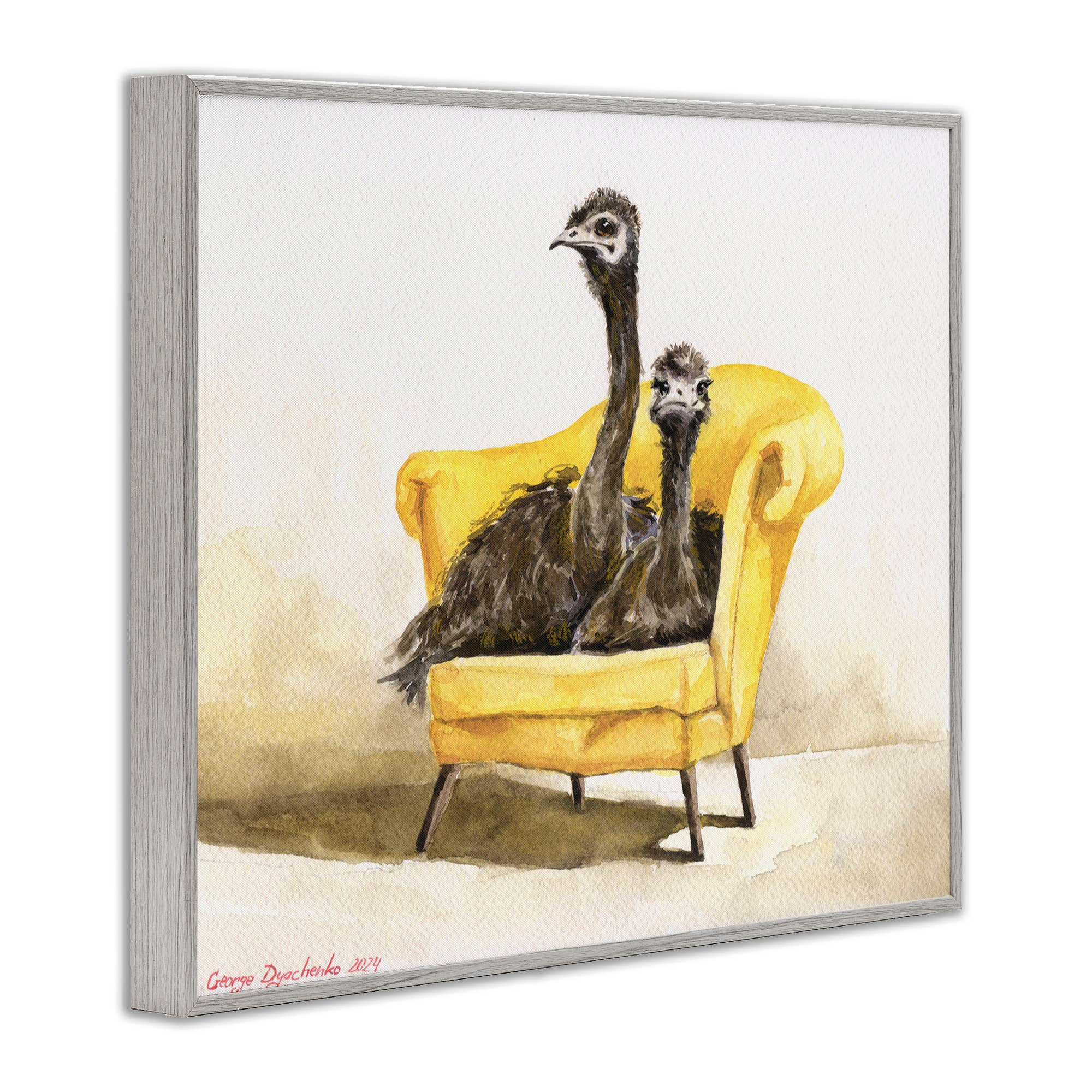 Stupell Industries - Wholesale Wall Sign - Funny Ostriches on Yellow Chair - Framed Wall Art14