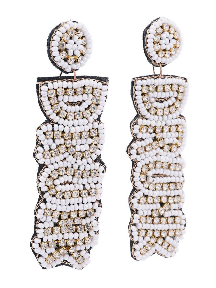 Letter Drunk Beaded Drop Earrings for wholesale by Urbanista Outlet