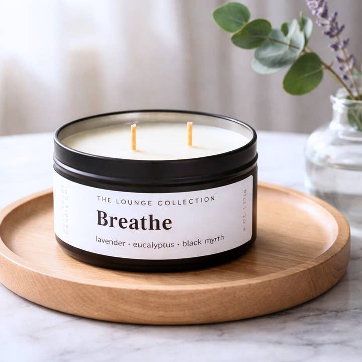 Bold Space Candle Co. - Wholesale Jar/Filled Candle - Breathe- Black Lavender & Eucalyptus - 6 oz. Soy Candle Tin2