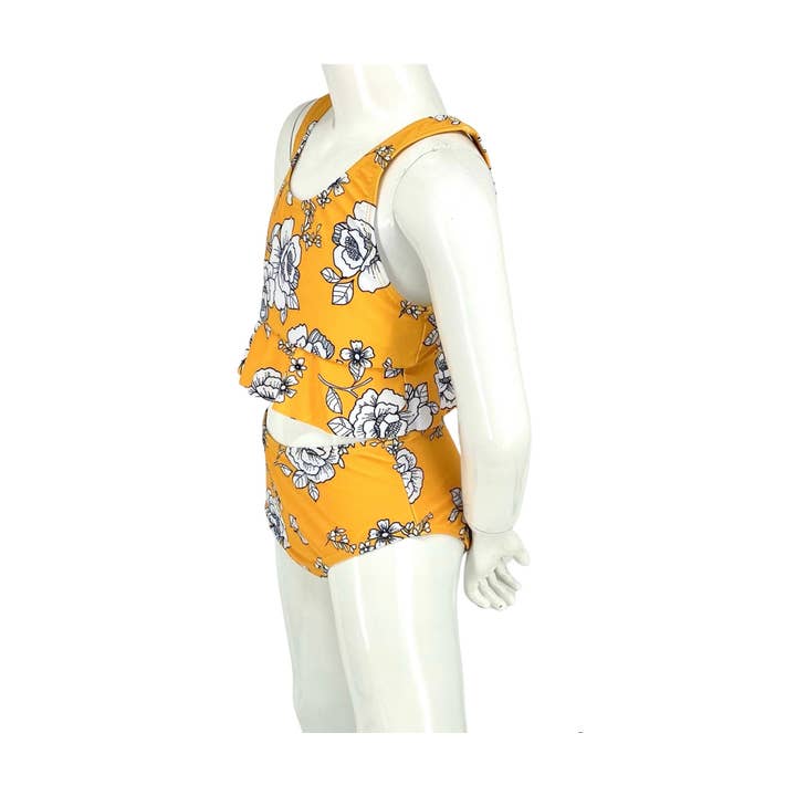 MARINA WEST SWIM – wholesale Baddräkt i två delar – barn – Sport-bh tankini 2 st -Rose Senap1