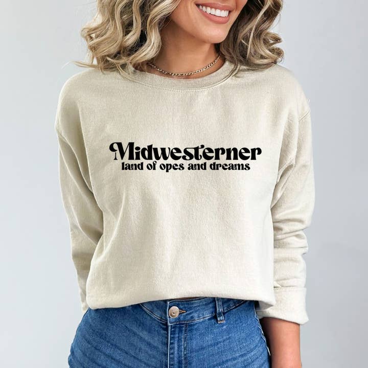 85th Avenue Shop - Wholesale Graphic sweatshirt – Women’s - Midwesterner Land of Opes and Dreams Crewneck3