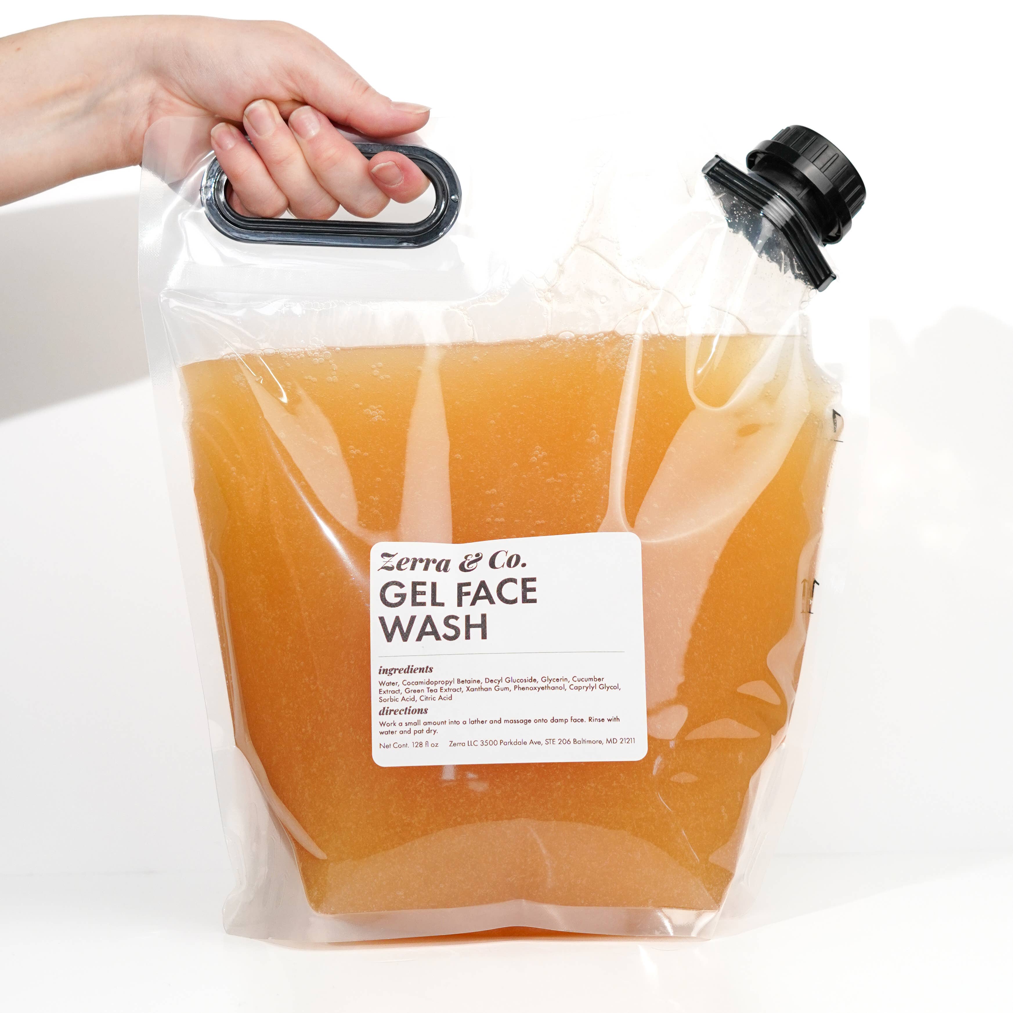 Zerra & Co. - Vente Nettoyants pour le visage - Gel Nettoyant Visage en Vrac | Recharge Douceur Nettoyante Zéro Déchet4