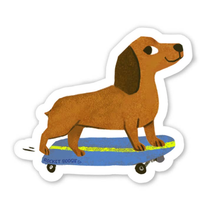 Cool Dog on a Skateboard Sticker for wholesale by Rocket Boogie Co.