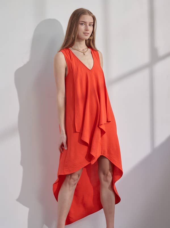 Sleeveless Drape High-Low Dress for wholesale by Steals & Deals