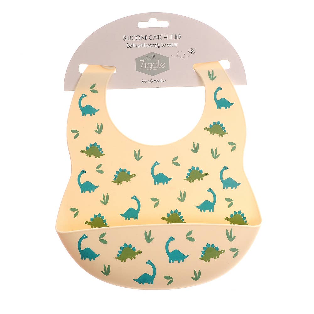 Ziggle Baby - Wholesale Bib - Baby - Catch It Silicone Bib Dinosaur1