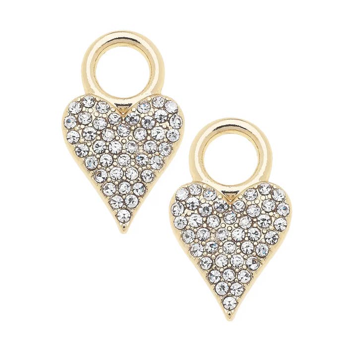 Pave Heart Huggie Charm (Set of 2) in Shiny Gold for wholesale by Canvas Style