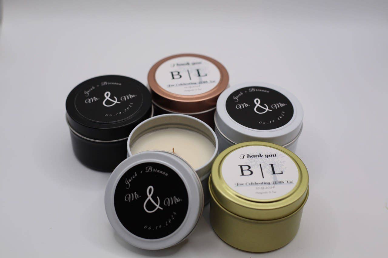 Candled With Care - Wholesale Travel candles - MATTE BLACK TIN COLOR - 4 oz. Bulk Wood Wick Candles 3