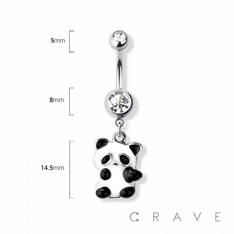 CRAVE - Wholesale Belly Ring - BABY PANDA DANGLE 316L SURGICAL STEEL NAVEL RING1