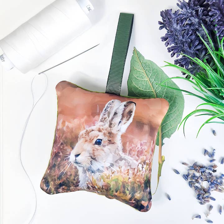 Handmade hare design sachet | English dried lavender for wholesale by Louise Jennifer Design
