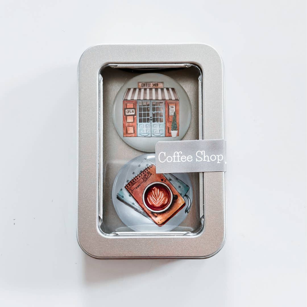 So Thoughtful Gifts - Wholesale Magneet - Coffee Shop blikset met glazen magneet