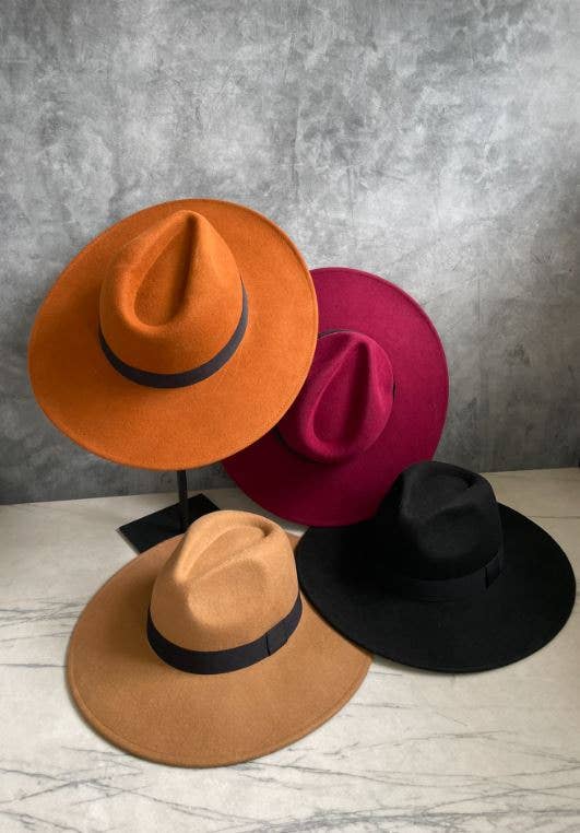 Love and Thyme - Wholesale Fedora - Women's - Wool Felt Wide Brim with Black Band2