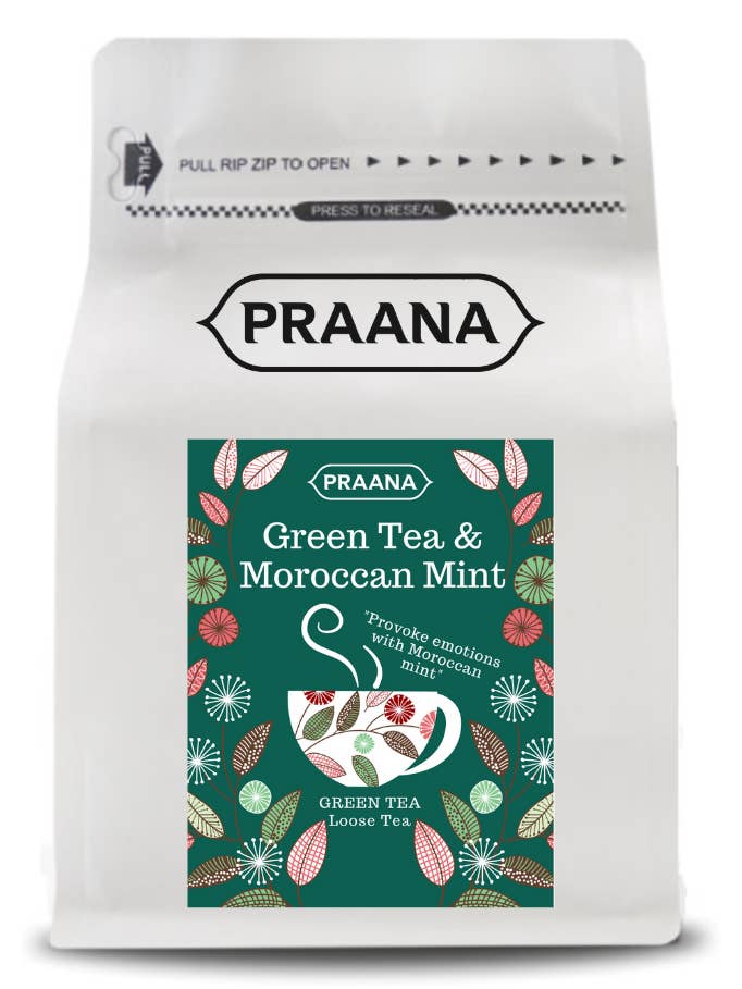Green Tea with Moroccan Mint - Retail Pack - 100g for wholesale by PRAANA TEA