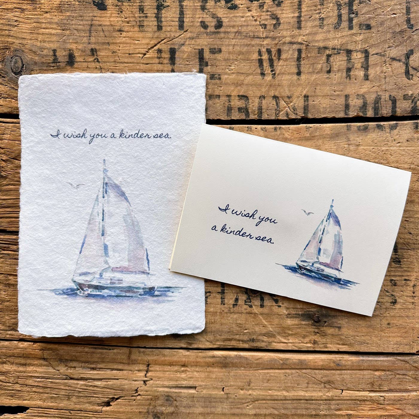 Alison Rose Vintage – wholesale Sympathy card – I wish you a kinder sea quote card2