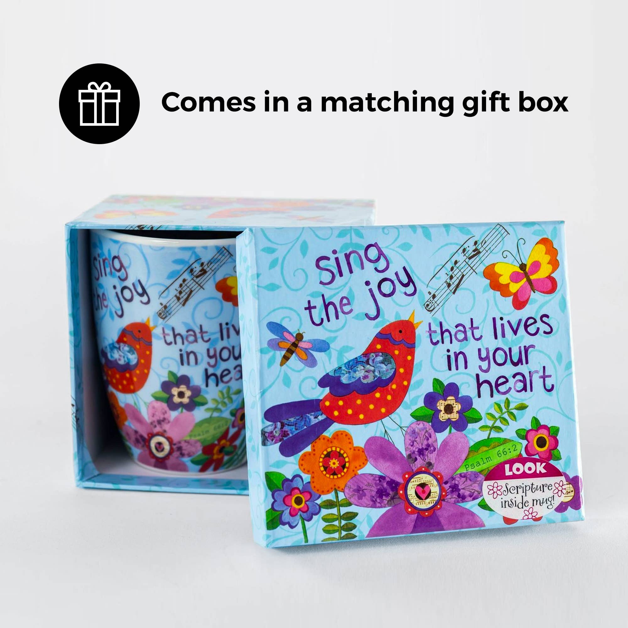 Divinity Boutique - Wholesale Coffee Mug - Sing Joy Bird, Psalm 66: 2 Ceramic Curvy Mug3