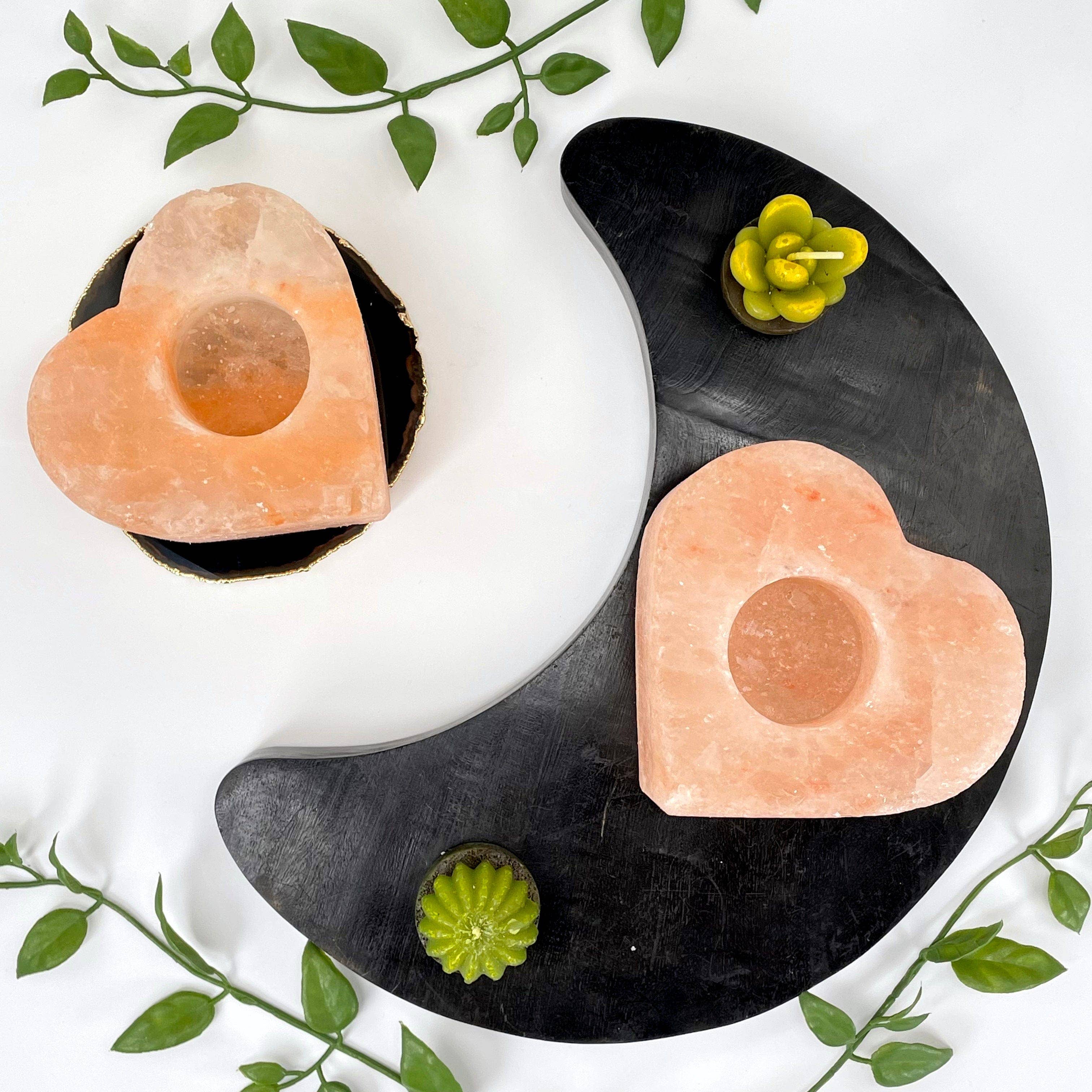 Rock Paradise - Wholesale Candle Holder - Crystal Himalayan Salt Orange Heart Candle Holder1