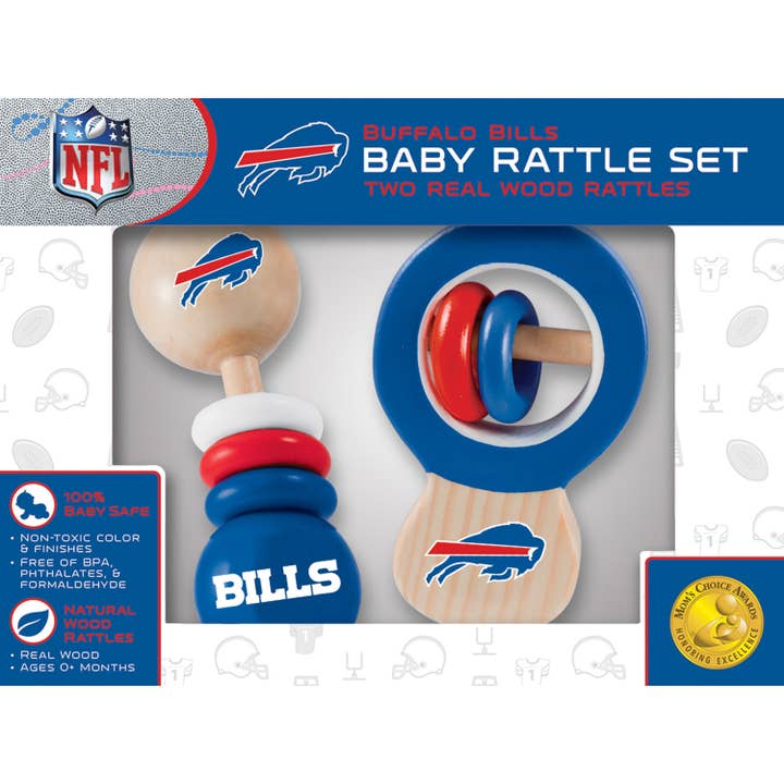 Masterpieces Puzzles - Wholesale Handheld Rattle - Baby - Buffalo Bills - Baby Rattles 2-Pack
