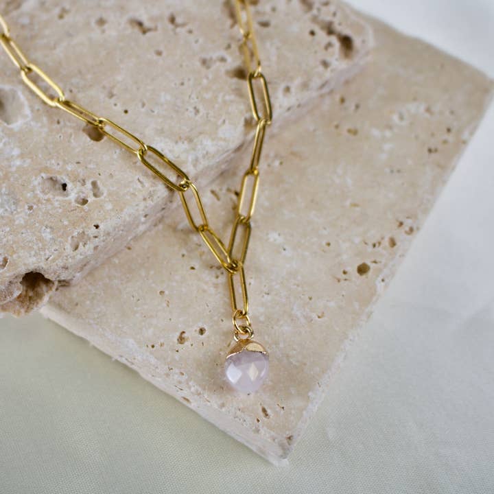 Royce//Collar con cadena con clip y colgante de cuarzo para venta al por mayor de TISH jewelry