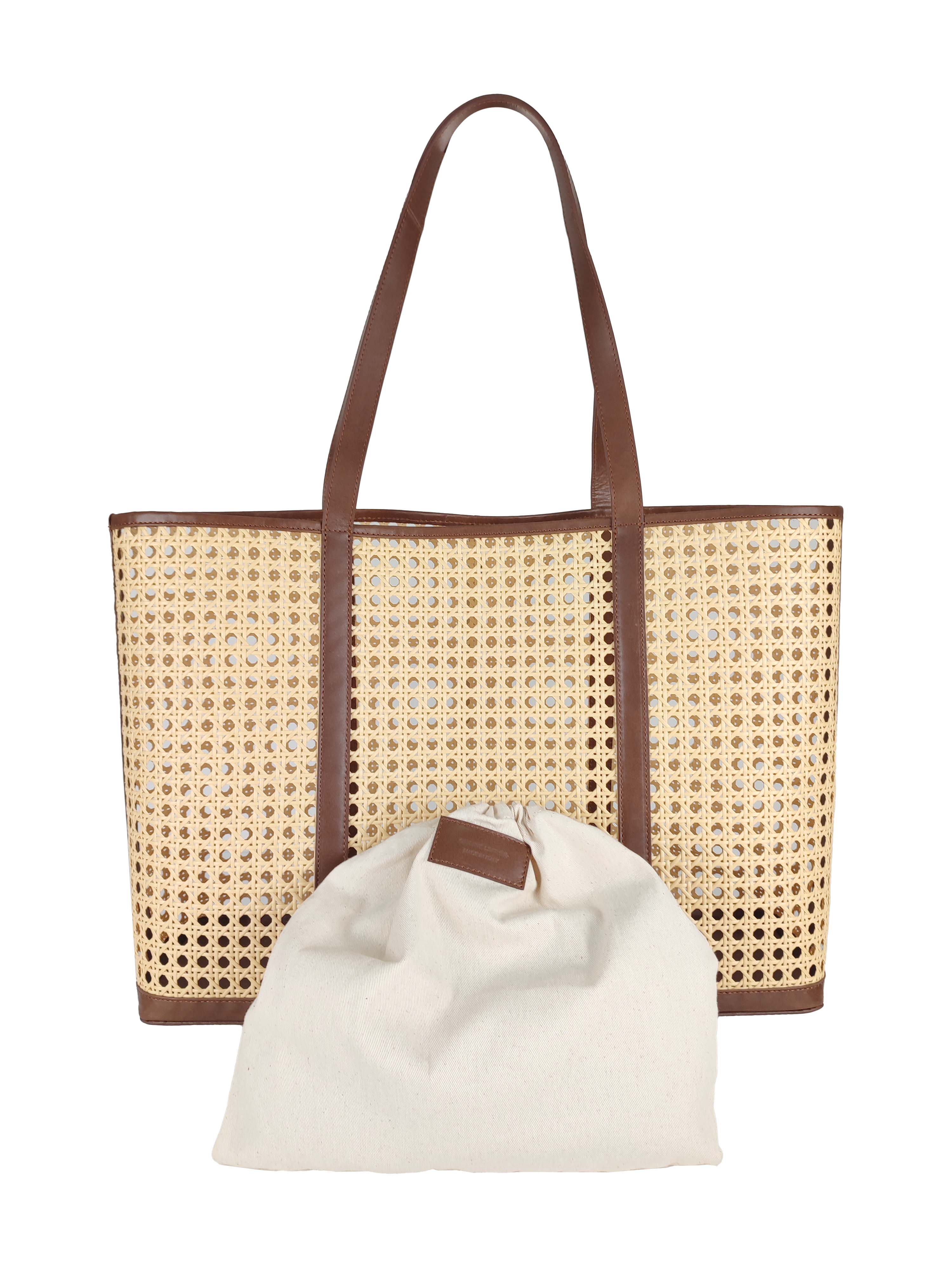 Florence Leather - Wholesale Beach Bag - Rattan bag with leather details2