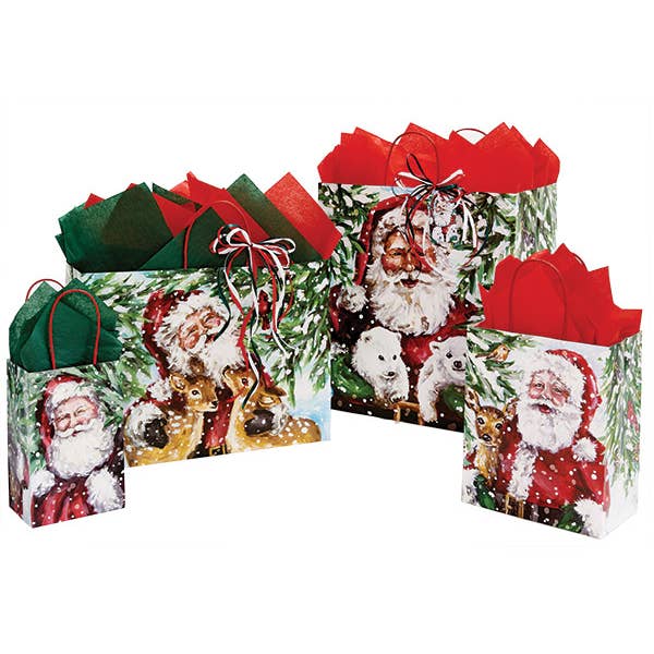 Nashville Wraps - Wholesale Gift Bag - Enchanted Santa Paper Christmas Retail Gift Bags4