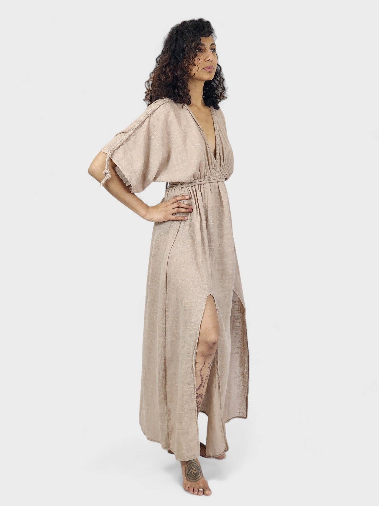 Sacred Ceremony - Wholesale Dress - Women's - Dusty Rose Organic Cotton Rope Goddess Maxi Dress1