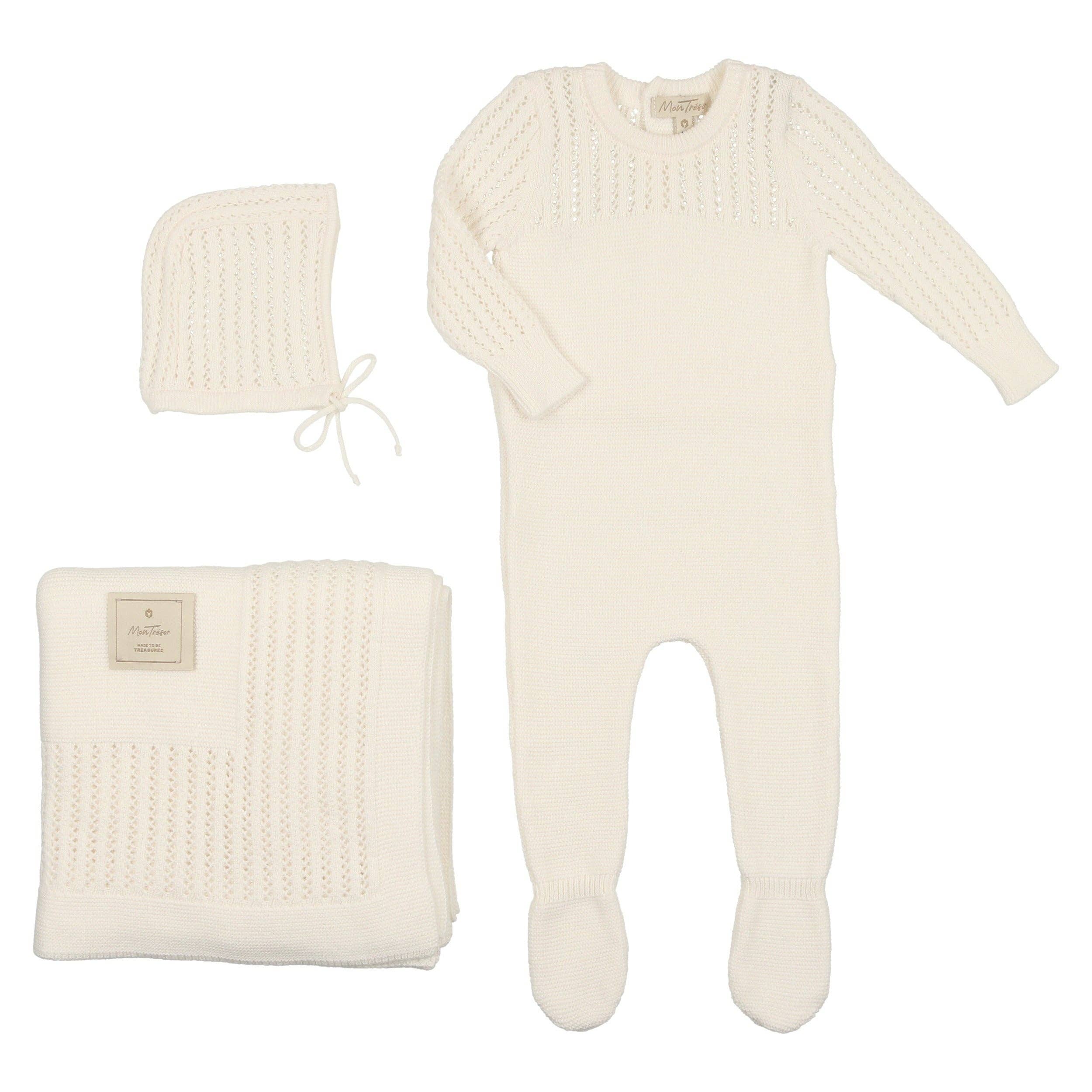 Mon Tresor Bebe – Großhandel Bekleidungsset – Baby – Kostbares Layette-Set aus lila Strick0