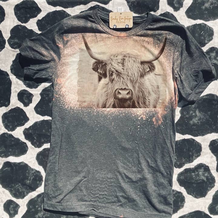 Highlander Cow Tee for wholesale by Ranchy Roan Boutique