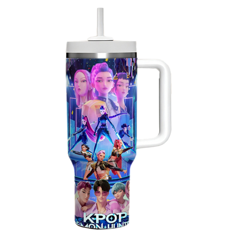 Auraquise - Wholesale Insulated Mug/Tumbler - KPOP Demon Hunters 40oz Insulated Tumbler with Handle and Straw Car Travel Mug, Hot & Cold Stainless Steel Cup8