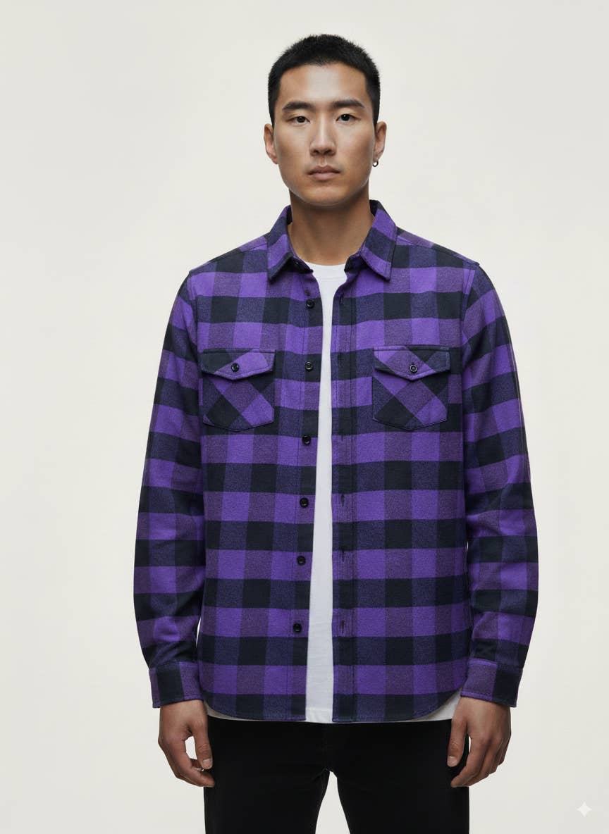 Flannel Long Sleeve Buffalo Plaid Shirt for wholesale on Faire