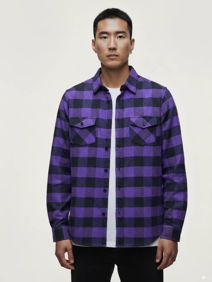 Flannel Long Sleeve Buffalo Plaid Shirt for wholesale by Hawk's Bay