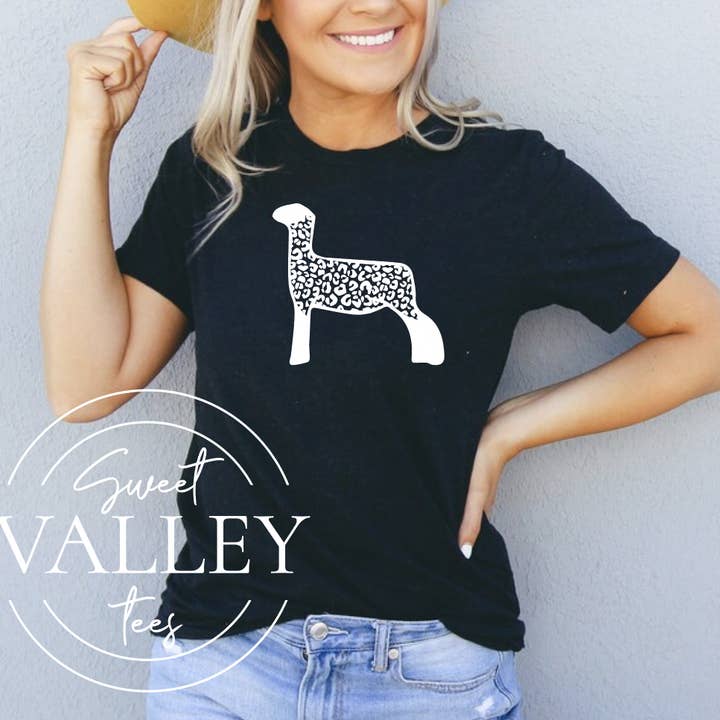 Leopard Lamb - Heather Black Tee for wholesale by Sweet Valley Tees