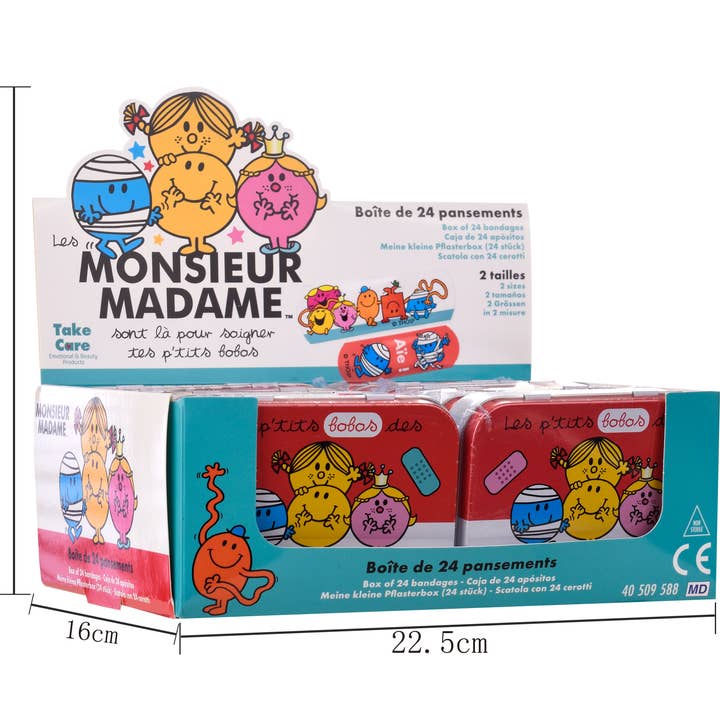 Takecare - Wholesale Bandaids/Bandages - Monsieur Madame - Metal Bandage Box (24 bandages)