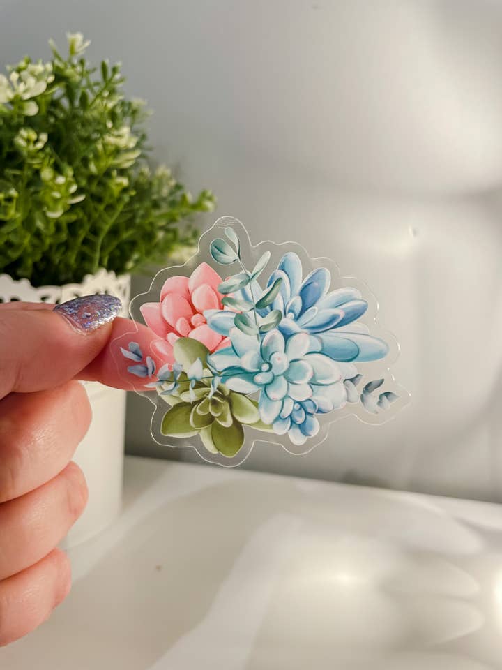 Succulents Cluster | Clear Vinyl Sticker | Waterproof for wholesale by Taylor Martone Art
